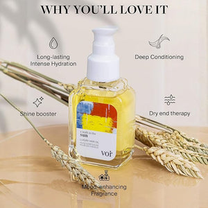 Voir Haircare Luxury Hair Oil - Deep Hydration for Dry Damaged Hair - Smooths Frizz Adds Shine &amp Locks in Moisture - Lightweight with Rosehip Sunflower &amp Jojoba Oils Mood-Enhancing Scent (