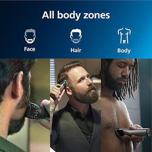 Norelco Philips All-in-One 7000 Series 23-Piece Trimmer - Electric Shaver and Clipper for Face Beard Head &amp Body Self-Sharpening Titanium Blades 26 Length Settings (0.5-16 mm) MG7970/49
