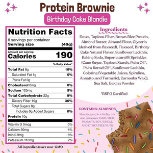 Elavi Birthday Cake Blondie Protein Brownie 10g Protein 10g Fiber Non-Dairy Vegan &amp Gluten Free Delicious Guilt-Free Snack | No Artificial Flavors No Added Sugar No Sugar Alcohols Dye Free