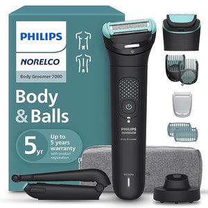 Philips Norelco Body Groomer 7000 Series Waterproof Men's Full Body Groomer with Travel Case Triple Protect Shave System &amp Body Hair Trimmer with Contour-Following 2D Flexing Head BG7490/50