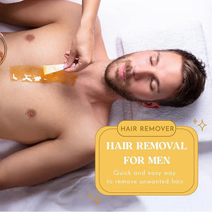 MOOM Organic Hair Removal Sugar Wax for Men with Aloe Vera &amp Chamomile ? Soft Wax for Sensitive Skin &amp Men Hair - Perfect for Back Chest Eyebrow &amp Body - 12 oz Jar (Strips &amp Sticks N