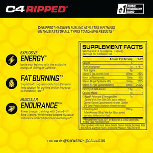Cellucor C4 Ripped Pre Workout Powder for Energy Beta Alanine Sugar Free Energy Supplement Preworkout for Men &amp Women - 150mg Caffeine + Creatine-Free - Cherry Lemonade - 30 Servings