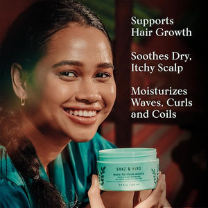 SHAZ &amp KIKS Essential Prewash Scalp+Hair Mask for Thick Curly to Coily Hair | Deliver 35+ Essential Nutrients to Build Long-term Health | Stimulate Growth &amp Moisturize Curls | Color-Safe | 23