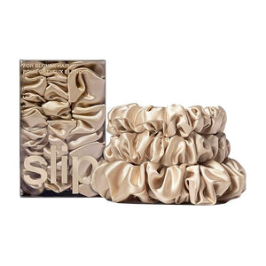 slip Back to Basics Blonde Midi &amp; Large Scrunchie Set | Includes 2 Midi &amp; 1 Large Pure Silk Scrunchies | 100% Mulberry Silk, Anti-Crease, Gentle on Hair, Prevents Breakage | Elegant &amp; Dura