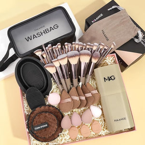 MAANGE Makeup Brush Set 51 PCS Professional Makeup Brushes Soft Foundation Powder Eyeliner Eye Shadow Makeup Brushes Set Travel Make up Brush Kit (Champagne)