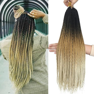 Ombre Blonde Box Braid Crochet Hair 1B/27/613 20 Inch Pre Looped Crochet Braids Knotless Small Size Crochet Box Braids Pre-looped Crochet Hair for Black Women (T1B/27/613 20 inch box braids 6 packs)
