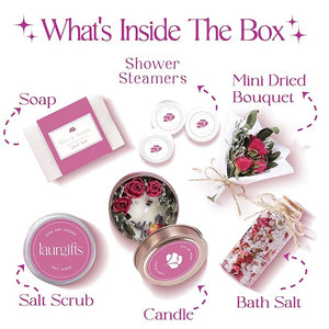 Spa Gift Set for Women ? Small Self Care Gift Box with Relaxing Rose &amp Jasmine Scent ? Bath Gift for Birthday Christmas &amp Thank You ? Elegant Spa Gift for Mom Wife Sister or Friend