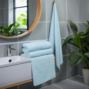 Tens Towels Pack of 4 Extra Large Bath Towels 30 x 60 Inches 100% Cotton Larger &amp Lighter Weight Quicker to Dry Super Soft and Absorbent Perfect for Bathroom Sky Blue