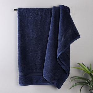 Superior Egyptian Cotton Bath Towel Set Home Bathroom Towels Master Guest Bath Decor Essentials Quick Dry Absorbent Large Body Towels Spa Hotel Resort Adult Kids Set of 2 Navy Blue