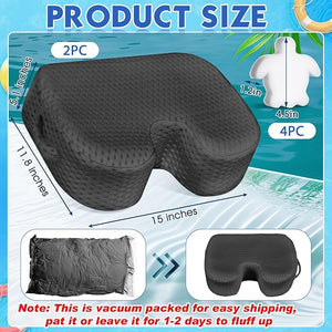 Tinideya 2 Pcs Hot Tub Booster Seat for Adults with Suction Cups and 4 Pcs Hot Tub Sponge Air Mesh Portable 15 x 12 x 5 Inch Seats Washable Inflatable Accessories for Spa Cushion(Grey)