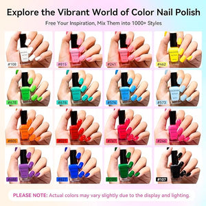 Nail Polish 16 Colors Rainbow Air Dry Regular Nail Polish Set with Base Top Coat &amp; Remover Pads| White Red Classic French Fingernail Polishes Non-gel Bulk Gift for Nail Art Lovers