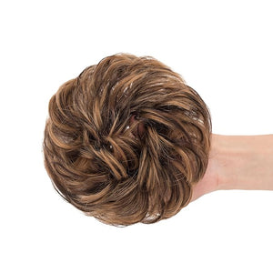 Benehair Thick Human Hair Messy Bun, 100% Real Hair Bun Extensions for Women Girls, Wavy, 30g£¬Chocolate Brown Mixed Light Brown