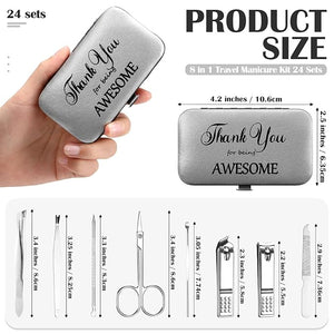 Therwen 24 Sets Christmas Manicure Set Stainless Steel Nail Clippers 8 in 1grooming Nail Kit Employee Appreciation Gift Professional Pedicure Tool for Men Women Coworker Personal Care(Silver)