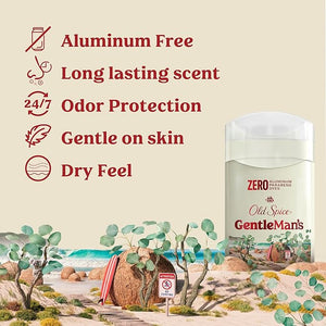 Old Spice GentleMan's Aluminum Free Dry Feel Deodorant for Men, 24/7 Lasting Freshness, Gentle on Skin with Skin Conditioners, Eucalyptus + Coconut Oil Scent, 3.0 oz (Pack of 3)
