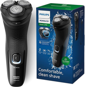Philips Norelco Shaver 2400 Series Wet and Dry Electric Shaver Pop-up Trimmer P-Cap Deep Black Model X3001/90