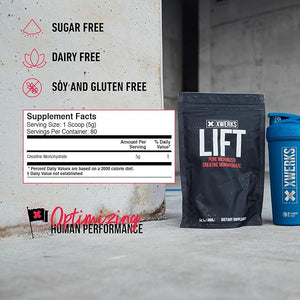 Xwerks Lift Micronized Creatine Monohydrate Powder Unflavored 80 Servings 100% Pure Natural 5000mg Creatine Formula Highly Soluble Mass Gainer Supplement Pre Workout for Muscle Growth Recovery