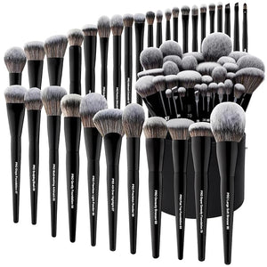 Bueart Design 32Pcs PRO Grade Makeup Brushes Set with Super large Holder Premium Ultra-soft Synthetic Foundation Contour Powder Blush Concealer Eyeshadow Classic Black Make up Brush