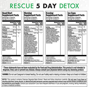 Rescue Detox 5 Day Permanent Detox Kit - 72ct Capsules | Comprehensive Full Body Cleanse with Bonus Instant ICE Caps