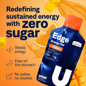 UCAN Edge Energy Gel Shots, Orange Mango (12, 2 Ounce Packets) for Running, Training, Workouts, Fitness, Cycling, Crossfit | Sugar-Free, Vegan, &amp; Keto Friendly Energy