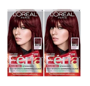 L'Oreal Paris Feria Multi-Faceted Shimmering Permanent Hair Color R48 Intense Deep Auburn Hair Dye Kit Pack of 2