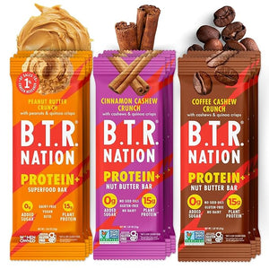 B.T.R. Nation Vegan Keto Plant Based Protein &amp; Fiber Bars - High Protein (Sampler Pack) | (9 Pack) | Low Carb &amp; GF, Free of Sugar Alcohols, Dairy, Soy and Boosted with Powerful Superfoods!