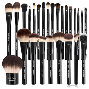 25 pcs Makeup Brush Set Holder Black Professional Kabuki Powder Concealers Eye shadows Blush Eyeliner Eyebrow Contour Eye blending Brushes (25pcs brush with box)