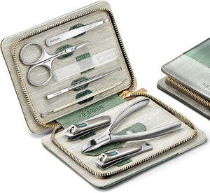 MR.GREEN Manicure Sets Pedicure Kits Stainless Steel Nail Clipper Personal Care Tools with PU Leather Case (Green)