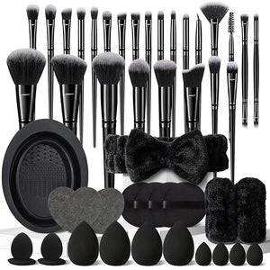 47Pcs Black Makeup Brushes Set Professional Makeup Kit Multi-functional Makeup Tool Set with Facial Makeup Accessories Foundation Makeup Brush Kit Eye and Face Make up Brushes &amp Tools