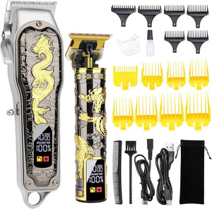 HIENA PRO Hair Clippers for Men T-Blade Trimmer Set Men Professional Cordless Barber Hair Clippers Set with LED Display