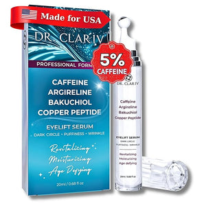 Caffeine 5% + Bakuchiol Eye Serum for Dark Circles Puffiness Eyes with Argireline &amp Copper Peptides (GHK-Cu) ? Roll-on Under Eye Serum Anti-Aging Wrinkle Care for Fine Lines? 20ml