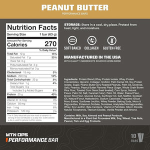 MTN OPS Protein Bars ? High Protein Bar with Whey Isolate, Whey Concentrate &amp; Collagen, Low Sugar, Gluten-Free Protein Snack, Peanut Butter Bliss, 10 Count