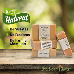 4 Goat Milk Soap Bars with Honey - Handmade in USA. All Natural Soap Unscented Fragrance Free Fresh Goats Milk. Wonderful for Sensitive Skin and Babies. SLS Paraben GMO-Free