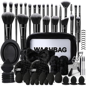 Black Makeup Brushes Set Professional 70Pcs with Case Premium Synthetic for Foundation Concealer Blush Eyeshadow Powder Contour Makeup Brush Kit Face Eye Make up Brushes &amp Tools