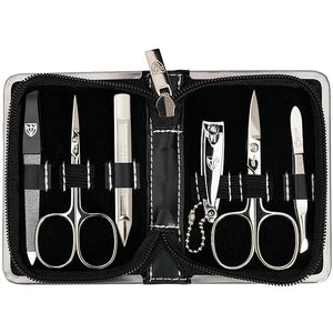 3 Swords Germany - brand quality 6 piece manicure pedicure kit set for professional finger &amp toe nail care with synthetic leather case - Made in Germany - black