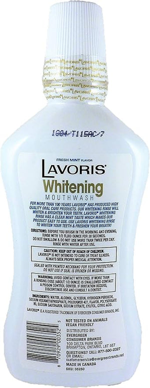 Whitening Mouthwash by Lavoris LARGER SIZE Whitens with Natural Long Lasting Mint - 3 Pack of 18 oz Bottles
