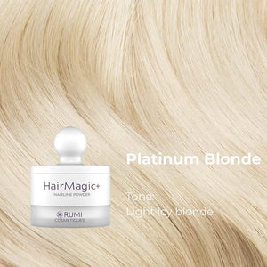 Rumi Cosmetiques HairMagic+ Root Touch Up Powder ? Instant Gray Hair Coverage &amp Hairline Filler ? Water-Resistant Natural Finish Nourishing Formula with Argan Oil &amp Vitamin E (Platinum Blond
