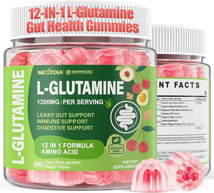 L-Glutamine 1200mg Gut &amp Immune Support GummiesLeaky Gut Repair Supplement with Slippery ElmMarshmallow RootGinger RootArabinogalactanOrganic AloeVitamin CVitamin D3ZincSugar-Free | 60 Co