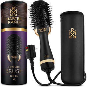 Professional 2 in 1 Volumizing Oval Hair Brush Dryer for Women 75MM with Hard Travel Case and Premium Gift Box Black &amp Gold