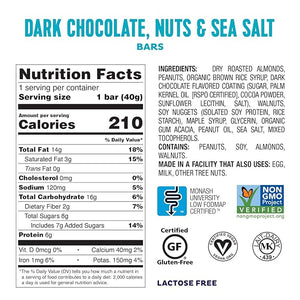 Fody Foods Snack Bars, Dark Chocolate Nuts &amp; Sea Salt, 1.41 Oz (Pack of 6), 5g Protein, Low FODMAP, Gut &amp; IBS Friendly, Vegan, Lactose Free, Non-GMO, Gluten Free