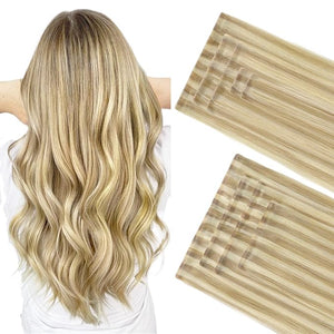 GOO GOO Invisi Edge Clip in Hair Extensions Set 22inch 200g 5pcs Injected Seamless PU Clip ins and 4pcs Classical PU Clip inss Virgin Real Human Hair #P16/22A