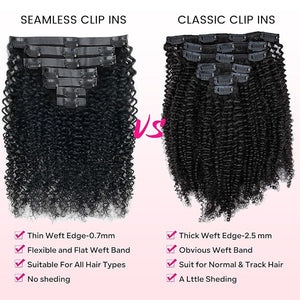 SIYUSI Curly Clip In Hair Extensions Seamless Pu Weft Premium Brazilian Remy Human Hair Clip Ins Invisible &amp Scalp-Friendly Natual Black 4.59oz 7Pcs (34 Inch)