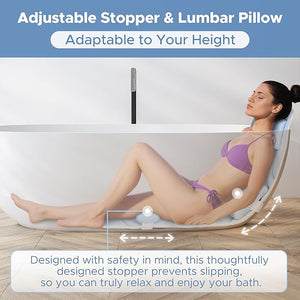 Sunlit Ultra Soft Full Body Bath Pillow for Bathtub, Luxury Thick Tub Pillow for Head Neck Back Support with Lumbar Pillow Multi-Function Stopper, Spa Pillow with Strong Suction Cups, Bath Accessories