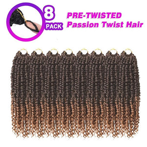 Bileaf Passion Twist Hair 10 Inch Crochet Hair Pre Lopped Crochet Boho Passion Twist Crochet Hair 8 Packs Bohemian Short Crochet Twist Braiding Hair Passion Twists Ombre Color 4-30