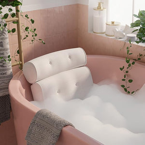 Ultra-Soft Bathtub Pillow with 6 Non-Slip Suction Cups Bath Pillows for Tub Extra Thick Convenient Quick-Dry 2-Panel Tub Pillow Bath Cushion for Head Neck Back and Shoulder Support - Haven Houz