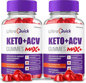 (2 Pack) UltraQuick Max+ ACV Gummies Higher Potency Official Ultra Quick Max+ Gummies 2X Stronger Apple Cider Vinegar Gummy 2 Month Supply