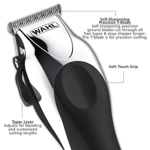 Wahl Clipper USA Deluxe Corded Chrome Pro Complete Hair and Trimming Kit Includes Corded Clipper Cordless Battery Trimmer and Styling Shears for a Cut Every Time - Model 79524-5201M