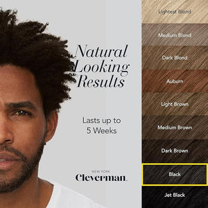 Cleverman Hair &amp; Beard Dye Kit for Men, All-in-One Reusable Mens Hair Color, Natural Gray Coverage, Ammonia-Free Beard Mustache Dye for Men (Black for Black Men)