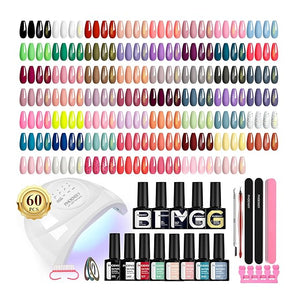 PHOENIXY 71 Pcs Gel Nail Polish Kit with U V Light, 55 Colours Gel Polish with 5 Pcs Base Top Coat Manicure Starter Nail Polish Set Christmas Gifts for Women ST9018
