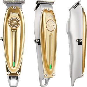 KEMEI Professional Beard &amp Hair Trimmer for Men Cordless T-Blade Trimmers Electric Hair Clippers for Barbers and Stylists All Body Grooming-Model 1949 Gold