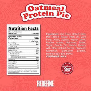 Redefine Foods Oatmeal Protein Pie Original Flavor - 8 Count - 14g of Protein Per Serving - Non-GMO